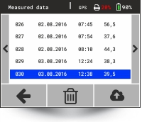 HMP LFGpro - display memory of measured data - select a measurment serie
