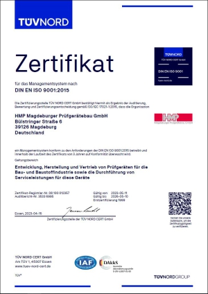 HMP QM, TÜV Zertifikat DIN EN ISO 9001:2008 bis 06-2026