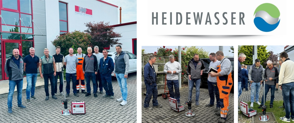 Das Team der Heidewasser GmbH bei der Schulung zur Handhabung des Leichten Fallgewichtsgerätes HMP LFG.